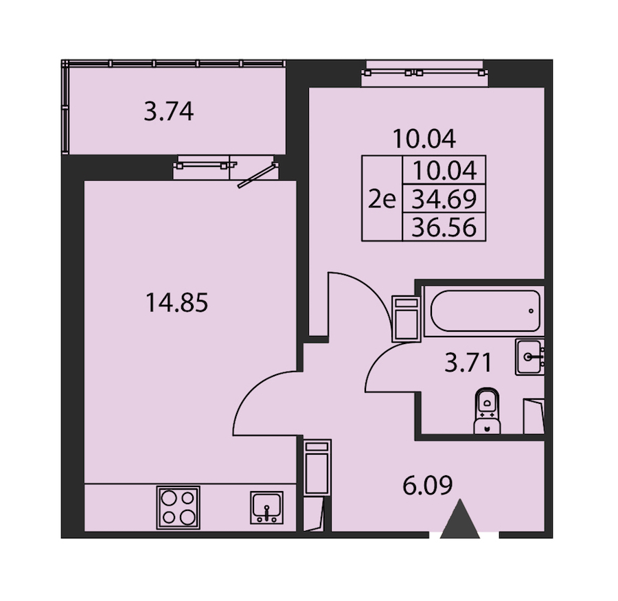 1-комнатная квартира 34.69 м², 4/12 эт., ЖК «Полис ЛАВрики»
